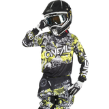 16 - Gul - Polyester Tøj O'Neal Element Attack Youth Motocross Jersey, black-yellow