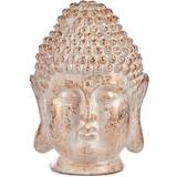 Dekorationsfigurer Piz Buin Dekorativ havefigur Buddha Hoved Hvid/Guld Polyesterharpisk (31,5 x 50,5 x 35 cm) Dekorationsfigur