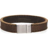 Scrouples Force Leather Bracelet - Silver/Brown