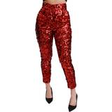 Rød - Silke Tøj Dolce & Gabbana Women's Sequined Cropped Trouser PAN71052 IT44