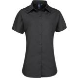 Premier Womens/Ladies Supreme Heavy Poplin Short Sleeve Work Shirt (14) (Black)
