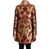 Dame - Rød Frakker Dolce & Gabbana Women's Floral Brocade Cape Coat Jacket JKT2519 IT36