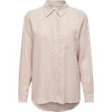 46 - Dame Overdele Only Tokyo Plain Linen Blend Shirt - Grey/Moonbeam