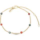 Christina Jewelry Carnelian and Moss Agate Bracelet - Gold/Multicolour