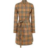 Elastan/Lycra/Spandex - Ternede Kjoler Burberry Vintage Check Stretch Cotton Shirt Dress - Beige