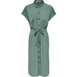 Grøn - Polyester - Skjortekrave Kjoler Only Hannover Midi Tie Belt Shirt Dress - Green/Laurel Wreath