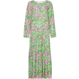 Dame - Grøn - Lange kjoler - Rund hals Noella Imogene Long Dress - Green/Pink
