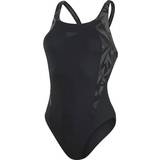 40 - Dame Badedragter Speedo Hyperboom Splice Muscleback Swimsuit - Black/Grey
