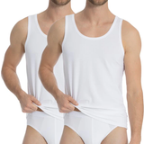 Herre - Hvid Shapewear & Undertøj Calida Men's Natural Benefit Sports Tank Top (Pack of 2) (Weiss 001)