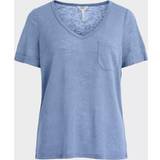 Object Blå T-shirts & Toppe Object Objektiv Lyseblå T-shirt med V-hals-Lyserød Pale