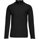 Piger Overdele Only Solid Colored Long Sleeved Top - Black/Black (15212059)