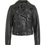 Object Skind Tøj Object Nandita Biker Look Leather Jacket - Black