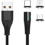 Magnetisk lightning kabel Maxlife Magnetic USB A-Lightning/USB C/USB Micro-B 1m