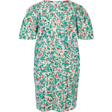 34 - Blomstrede - Grøn Kjoler Object Floral Short Dress - Cloud Dancer