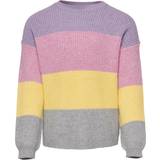 Nylon Overdele Børnetøj Only Kid's Knitted Striped Pullover - Purple/Viola