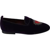 Dame - Lilla Lave sko Dolce & Gabbana DG Velvet Heart Loafers Flats Shoes Multicolor