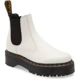 Hvid - Syntetisk Støvler Dr. Martens 2976 Quad Platform - White Smooth Leather