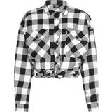 Urban Classics Ternede Tøj Urban Classics Women's Short Oversized Check Shirt - Black/White