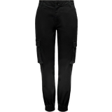 Dame - L31 Bukser Only Medium Waist Cargo Pants - Black/Black