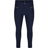 Zizzi Polyester Tøj Zizzi Tight-Fitting Trousers - Blue