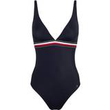 Tommy Hilfiger Dame Badedragter Tommy Hilfiger Signature Tape One Piece Swimsuit - Desert Sky