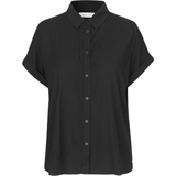 Dame - Sort - XXS Skjorter Samsøe Samsøe Majan Short Sleeve Shirt - Black