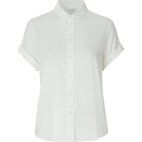 Dame - Hvid - XXS Skjorter Samsøe Samsøe Majan Short Sleeve Shirt - Clear Cream