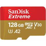 USB Type-A Hukommelseskort & USB Stik SanDisk Extreme microSDXC Class 10 UHS-I U3 V30 A2 190/90MB/s 128GB +SD Adapter