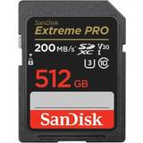 SanDisk 512 GB Hukommelseskort & USB Stik SanDisk SDXC Extreme Pro 512GB 200MB/s UHS-I C10 V30 U3
