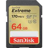 64 GB - UHS-I Hukommelseskort SanDisk Extreme SDXC Class 10 UHS-I U3 V30 170/80MB/s 64GB