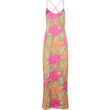 8 - Lang Kjoler LTS Tall Paisley Print Satin Slip Cami Dress - Pink