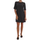 Lange ærmer - Multifarvet Kjoler Dolce & Gabbana DG Gray Polka Dotted Sheath Wool Dress Gray