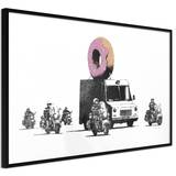 Guld Plakater Artgeist med ramme Banksy: Donuts (Strawberry) Guld 60x40 Plakat