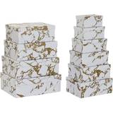 Guld Kasser & Kurve Dkd Home Decor Set of Stackable Organising Boxes Golden White Cardboard Storage Box