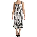 18 - Dame - Firkantet Kjoler Dolce & Gabbana Womens Sheath Midi Viscose Dress - White/Black Printed