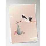 Vissevasse Pink Brugskunst Vissevasse kort the stork rose Plakat