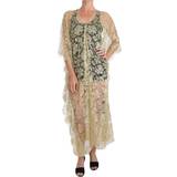 Guld Kjoler Dolce & Gabbana DG Floral Lace Crystal Gown Cape Dress