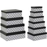 Hvid Opbevaringsbokse Set of Stackable Organising Boxes DKD Home Decor Black White Cardboard Storage Box