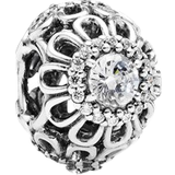 Pandora Floral Brilliance Charm - Silver/Transparent