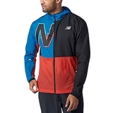 Multifarvet - Nylon Overtøj New Balance Printed Impact Run Light Pack Running Jacket Men - Black/Wave Blue