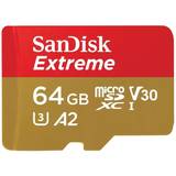 64 GB - Class 10 Hukommelseskort SanDisk Extreme microSDXC Class 10 UHS-I U3 V30 A2 170/80MB/s 64GB