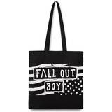 Bomuld - Børn Håndtasker Fall Out Boy Rocksax Flag Skuldertaske Unisex sort hvid