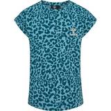 Jersey - Leopard Børnetøj Hummel Flowy AOP T-shirt S/S - Blue Coral (219311-7058)