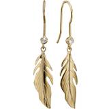 Christina Collect Leather Feather Earrings - Gold/Transparent