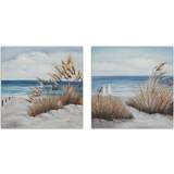 Beige Billeder Dkd Home Decor Lærred Strand Middelhavet (100 x 2,8 x 100 cm) (2 enheder) Billede