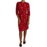 Blomstrede - Rød Kjoler Dolce & Gabbana Floral Crochet Sheath Dress