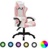 Polyester Gamer stole vidaXL RGB LED Lights Artificial Leather Gaming Chair - Pink and Black