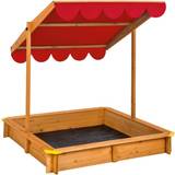 Tectake Udendørs legetøj tectake Sandkasse Emilia med justerbart tag rød