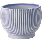 Blå Brugskunst Knabstrup Keramik urtepotteskjuler med riller medium lavendelblå Vase
