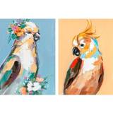 Dekorationer Dkd Home Decor Canvas Bird Parrot Modern (50 x 2,7 x 70 cm) (2 Units) Decorative Item